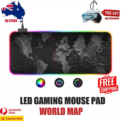 LED Gaming Mouse Pad World Map RGB Extra Large Extended Keyboard Desk Non Slip • $24.99