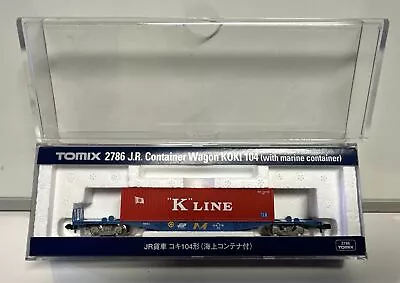 Tomix N Scale KOKI 104 Container Flat / Wagon Car With KLine Container #2786 • $18.99