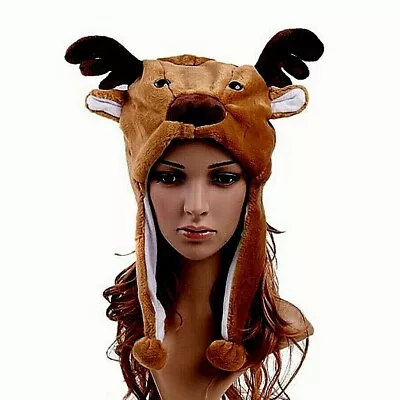 Moose Brown Aviator Pilot Party Halloween Costume Animal Plush Hat S • $7.99