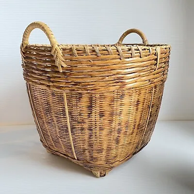 Vintage Large Rustic Wicker Laundry Gathering Basket Primitive 15  • $79.99