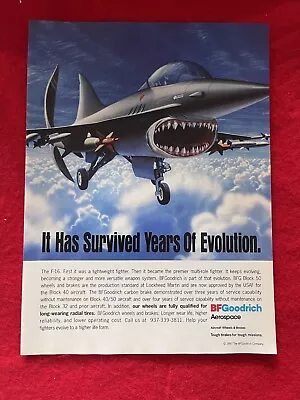 Vintage 1998 BF Goodrich Aerospace Print Ad F 16 Fighter • $6.78