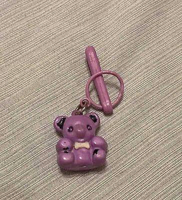Vintage 1980s Plastic Bell Charm Purple Bear For 80s Charm Necklace.  RETRO • $4