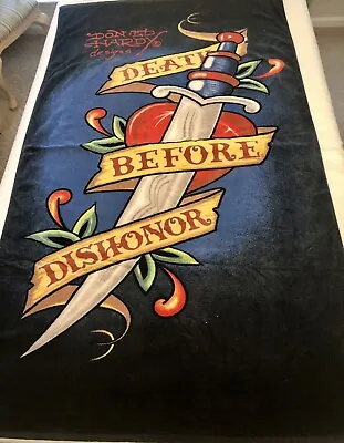 Don Ed Hardy Death Heart Dishonor Dagger 39x66” Beach Towel Audigier Tattoo Art • $39.90