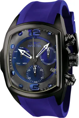 Invicta Men's 6729 Lupah 47mm Quartz Chronograph Black Blue Dial Band Watch • $140.99