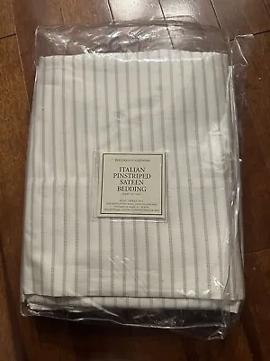Restoration Hardware Italian Double Pinstriped Sateen Egyptian Cotton Flat Sheet • $120