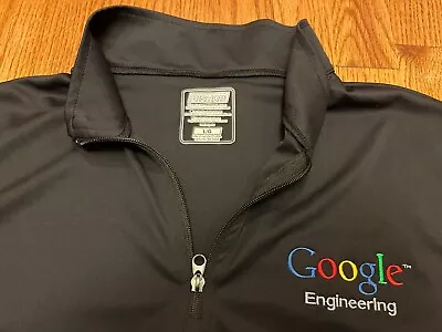 GOOGLE Logo T-SHIRT Long Sleeve 1/4 Zip Pullover LG Engineering Employee DriFit • $39.99