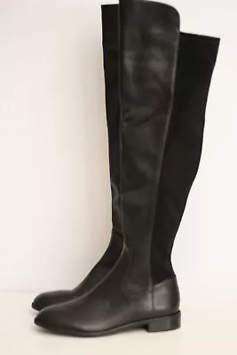 NEW Via Spiga 'Itala' Over The Knee 50/50 Stretch Boot - Black Leather - 5.5 M • $179