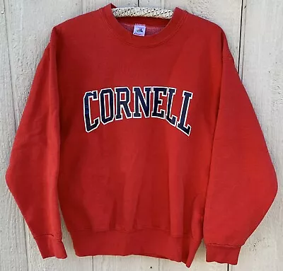 Vintage Cornell Sweatshirt Red With Blue White Graphics 90s Spell Out Size M • $124.50