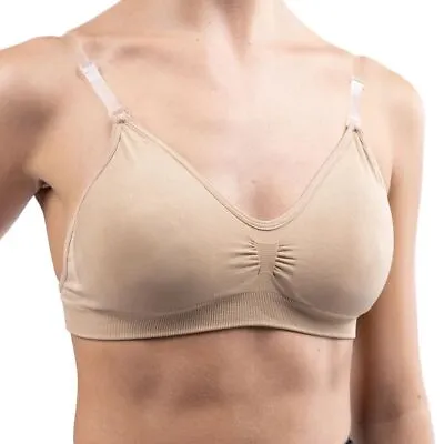 Silky Dance Seamless Clear Back Bra Top With Removable Padding Nude Flesh • £16