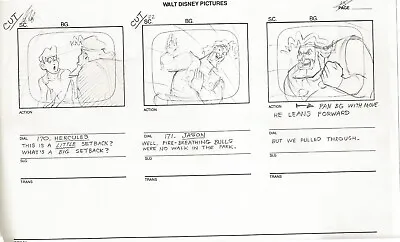 Hercules Walt Disney Animation Storyboard Drawing Used To Make An Episode 109 • $74.99