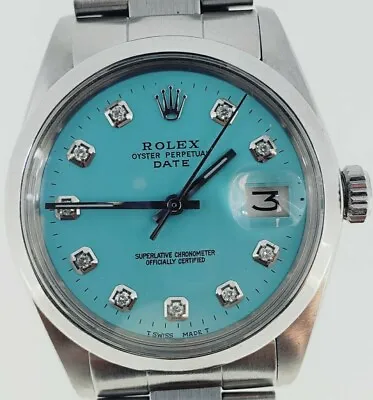 Rolex Mens Date Oyster Perpetual Diamond Dial 34mm • $3978.03