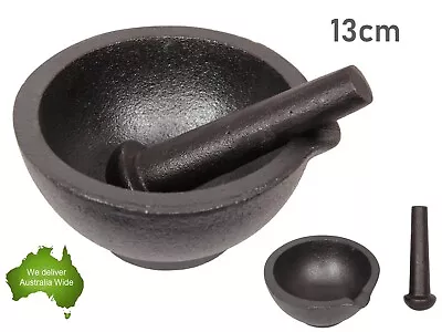 13cm CAST IRON MORTAR & PESTLE Vintage Home Decor Witch Halloween Easter Gift • $36.99