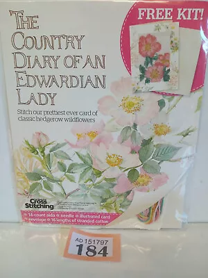 Country Diary Of An Edwardian Lady Cross Stitch Card Kit HEDGEROW WILD FLOWERS • £3.49