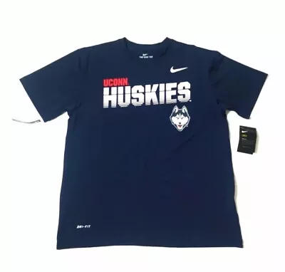 UCONN Huskies Mens Shirt Medium Nike Navy Red Tee Short Sleeve NCAA Dri Fit NWT • $20