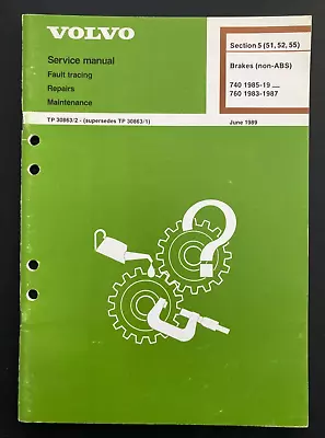 Volvo 740 760 Brakes Non-ABS Service Manual 1982-1984 1985 1986 1987 1988 1989 • $39.95