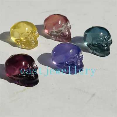 5pcs Natural Fluorite Mini Carved Skull Gem Quartz Crystal Skull Reiki Healing • $13.39