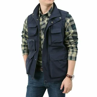 £37.07 • Buy Men Travel Outdoor Photographer Fishing Waistcoat Jacket Multi Pocket Cargo Vest