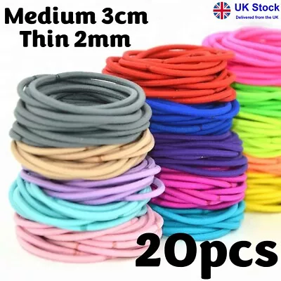 20 Hair Bands Elastics Bobbles 3cm Medium Thin Girls Kids Baby Endless School  • £1.78