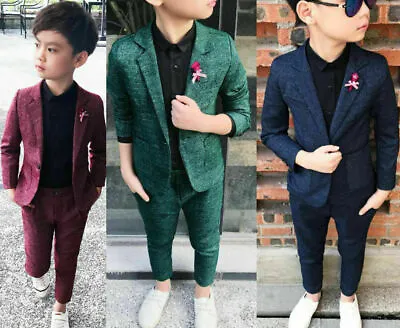 Baby Boys Suit Check Waistcoat Page Prom Green Suit Wedding Formal Suits Outfits • £28.99