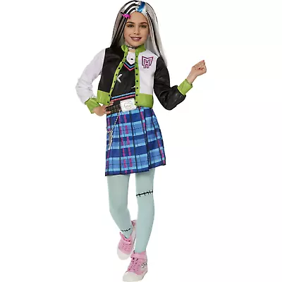 Monster High Girls Frankie Stein Halloween Costume & Jacket Tights Medium 7-8 • $39.99