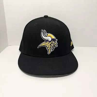 New Era Minnesota Vikings Logo 59Fifty 7 3/8 Fitted Hat / Cap / Black / Clean • $24.95