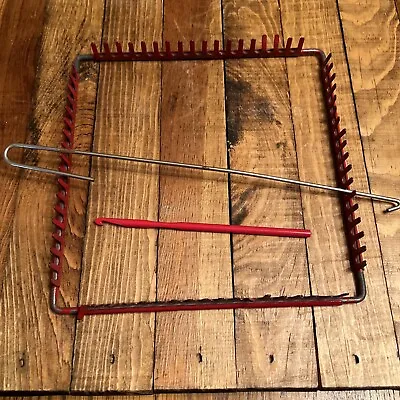 Vintage Red Metal Potholder Loom And Hook Set • $18