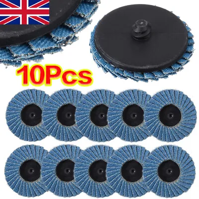 £6.59 • Buy 10x 2  60 Grit Lug Sanding Grinding Wheel Flap Type R Roloc Disc Disk Wheels UK