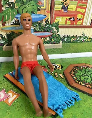 Vintage Ken Doll 1088 The Sun Set Malibu W HTF Blue Towel 1971 EXCELLENT C10 • $30