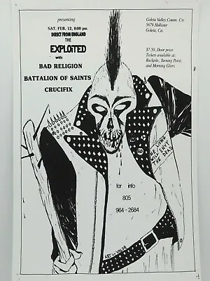 $14.95 • Buy Exploited Bad Religion Battalion Of Saints Goleta Ca Punk Rock Concert Poster