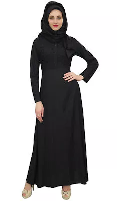 $37.39 • Buy Bimba Women's Full-Sleeve Black Muslim Clothing Abaya Maxi Dress With Hizab