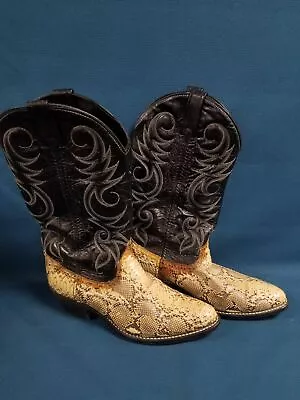 Vintage 1980'S Dingo Snakeskin Embroidered Western Cowboy Boots Size 8.5 D^ • $41.99