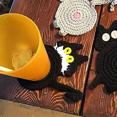 $3.39 • Buy Coasters For Drinks Holder Cat Butt Cup Mat Pad Handmade Knitted Cushion NEW