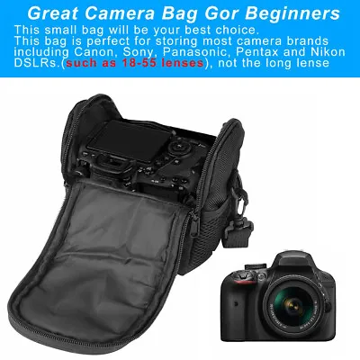 Black Camera Protective Bag Shoulder Pouch Zipper Case For Nikon Canon Sony DSLR • $13.09