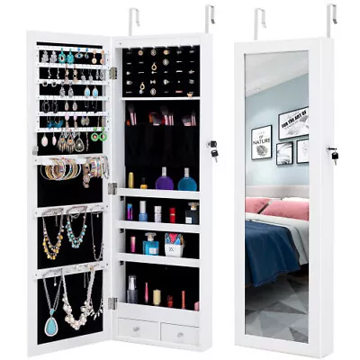 14in Wall Mounted & Door Hanging Jewelry Storage Mirror Cabinet LED Lights • $69.99