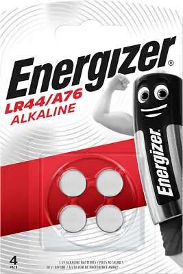 4 X ENERGIZER LR44 / A76 15V Alkaline Coin Cell Batteries V13GA PX76A Long Exp • £3.56