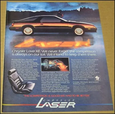 1985 Chrysler Laser XE Print Ad 1984 Car Automobile Advertisement Page Vintage • $11.59