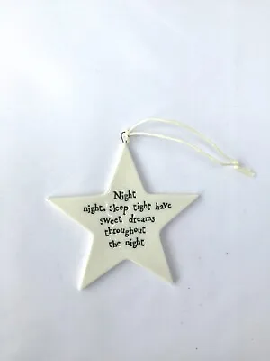 East Of India Night Night Sleep Tight Porcelain Hanging Star • £2.50