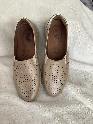 Flexi  Sneaker Slip On Gold Leather Perforated Size 6 N • $19.99