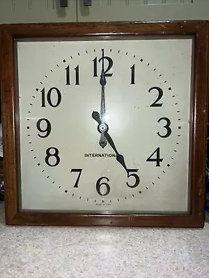 Antique International Time Recording Oak Wall Mount Clock Working I.T.R • $393.93