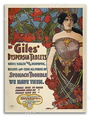 Giles Dyspepsia Cure - 1897 Vintage Patent Medicine Poster - 20x28 • $17.95