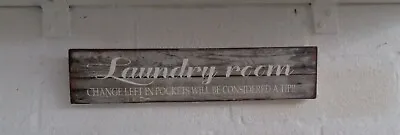 Rustic Laundry Sign Fun Shabby Chic Wooden Sign Plaque Free Standing • £7.49