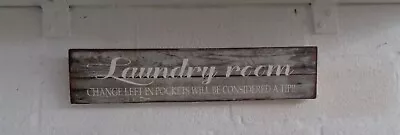 £6.50 • Buy Rustic Laundry Sign Fun Shabby Chic Wooden Sign Plaque Free Standing