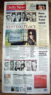 Michael Jackson - Final Resting Place - Daily News Paper - 8-19-2009 • £7.58