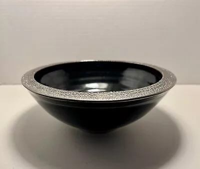 RARE Vintage Mid-Centiry Modern Silver Rim Signed Studio Pottery Bowl 7.5  • $149