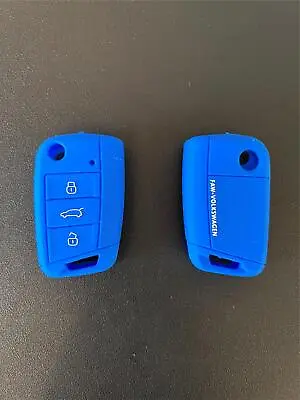 Volkswagen Key Fob Case Cover 3 Button Mk7 Blue Silicone Key Holder Vw Gti Golf • $5.95