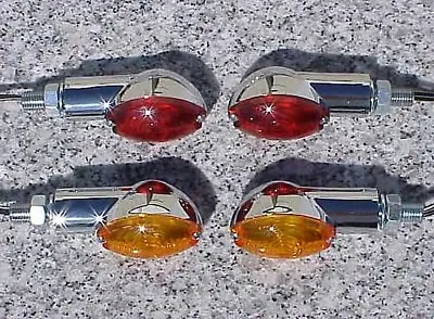 Set Of Four CHROME CATEYE MOTORCYCLE TURN SIGNALS • $19.95