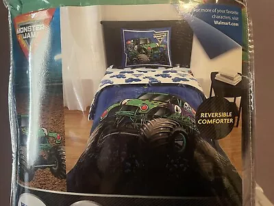 Monster Jam 2 Piece Twin/Full Reversible Comforter And Sham Set Toddlers New • $52