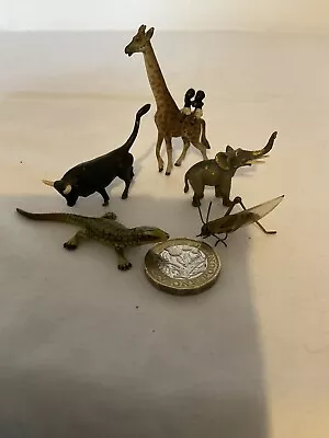 Antique Cold Painted Bronze Miniature 5 X Animal Figurines • £39.99