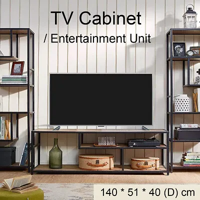 $129.95 • Buy TV Cabinet Entertainment Unit Stand 140cm Fits Up To 65” TV Wood Metal TV Cons