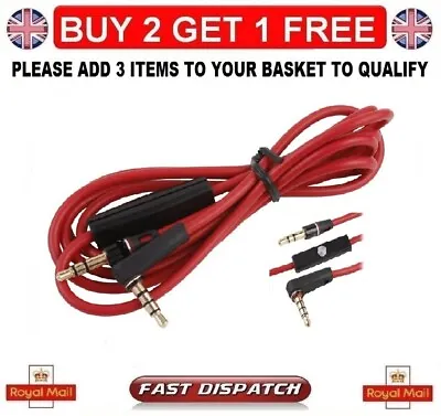 £2.99 • Buy 3.5mm Jack Replacement Cable With Mic For Beats By Dr. Dre On Ear Headphones
